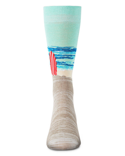 Men's Surf's Up Beach Bamboo Crew Socks : Color: Crockery Marled