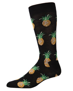 MeMoi Pineapples Bamboo Blend Men's Crew Socks