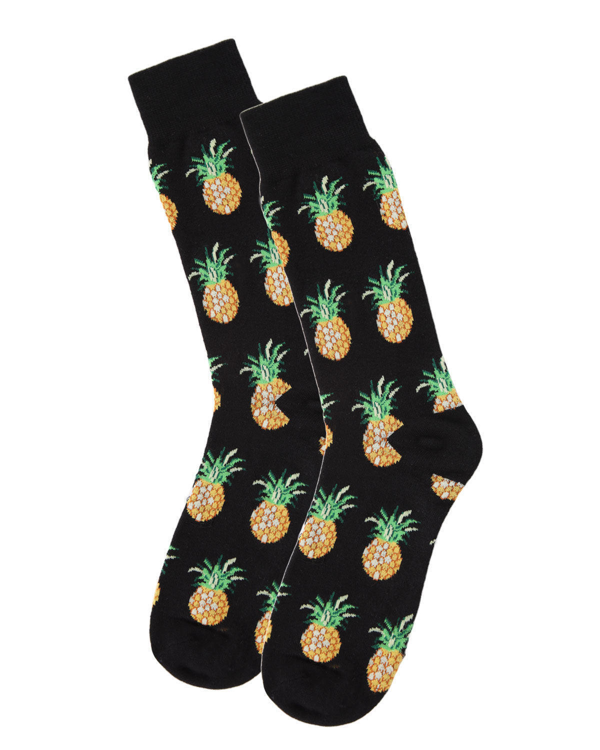Men's Tasty Pineapples Bamboo Blend Novelty Crew Sock : Color: Black