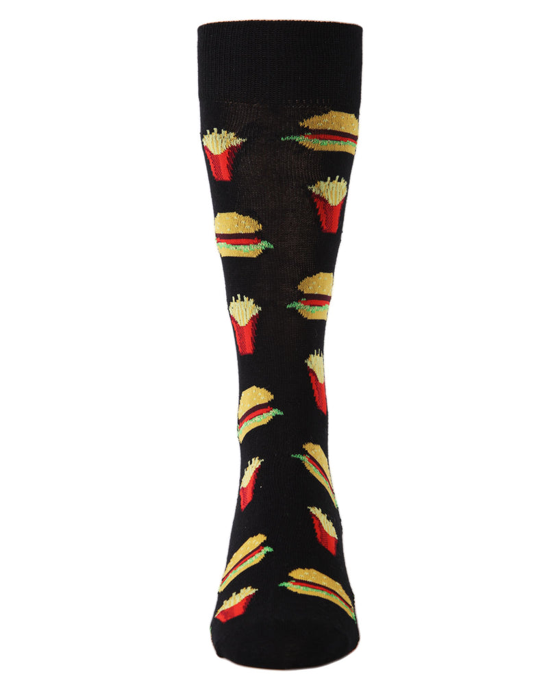 MeMoi Burger & Fries Bamboo Blend Crew Socks 2-Pack