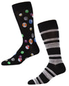 Men's 2 Pair Pack Novelty Billiard Ball Crew Socks : Color: Black