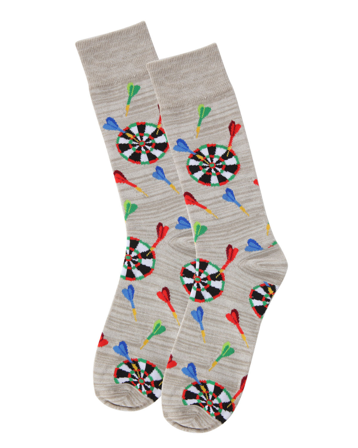 Men's 2 Pair Pack Novelty Let's Play Darts Crew Socks : Color: Crockery Marled