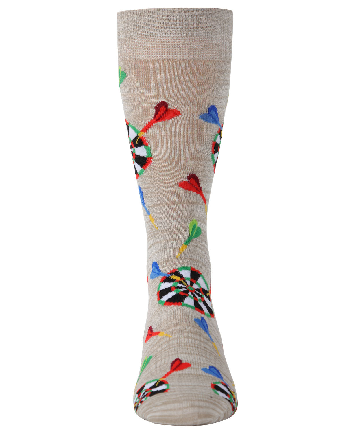 Men's 2 Pair Pack Novelty Let's Play Darts Crew Socks : Color: Crockery Marled