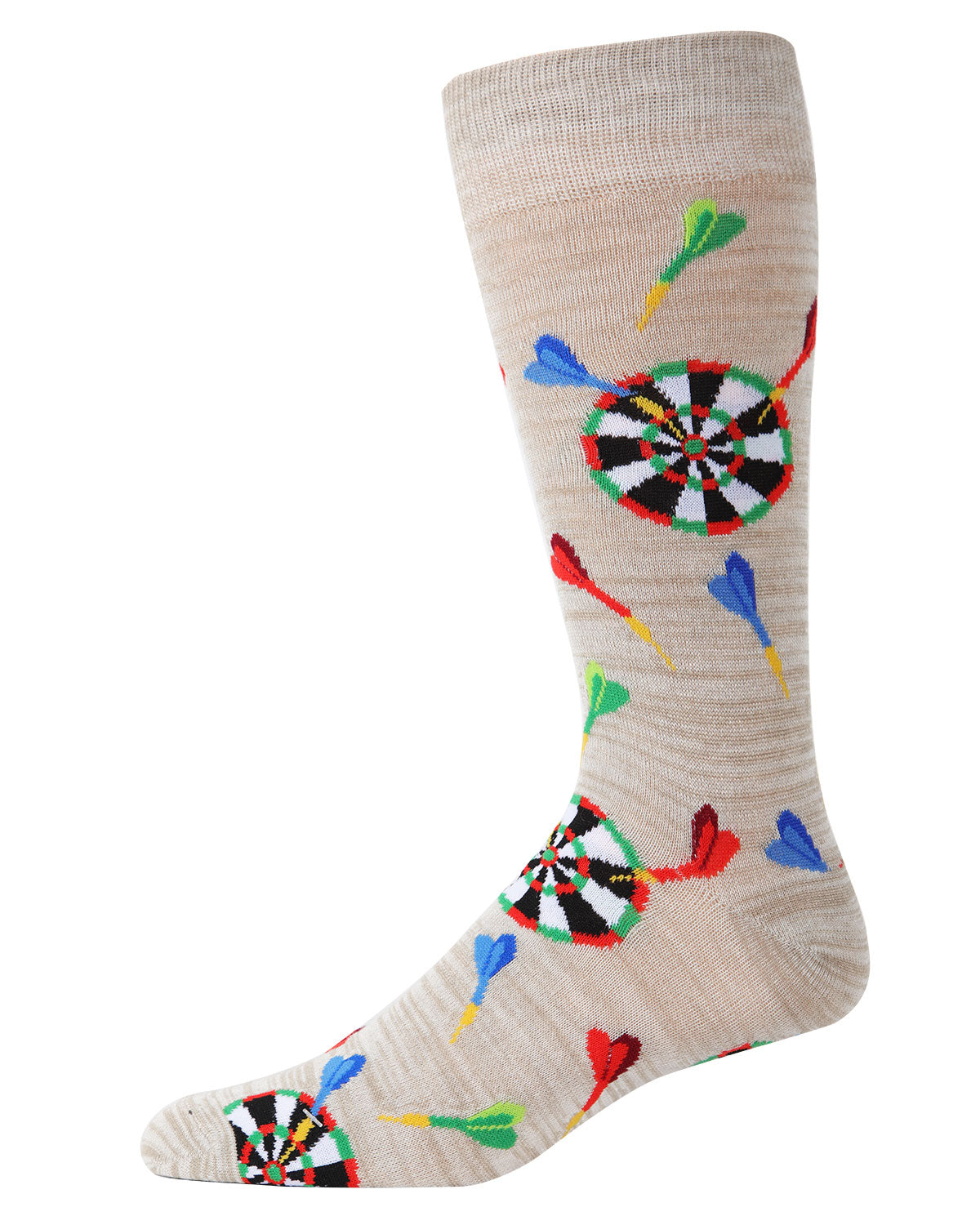 Men's 2 Pair Pack Novelty Let's Play Darts Crew Socks : Color: Crockery Marled