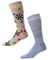Men's 2 Pair Pack Novelty Darts Crew Socks : Color: Crockery Marled