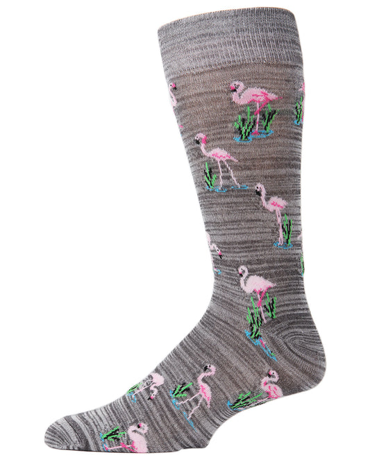 Men's 2 Pair Pack Flamingo Bamboo Blend Crew Socks : Color: Gray