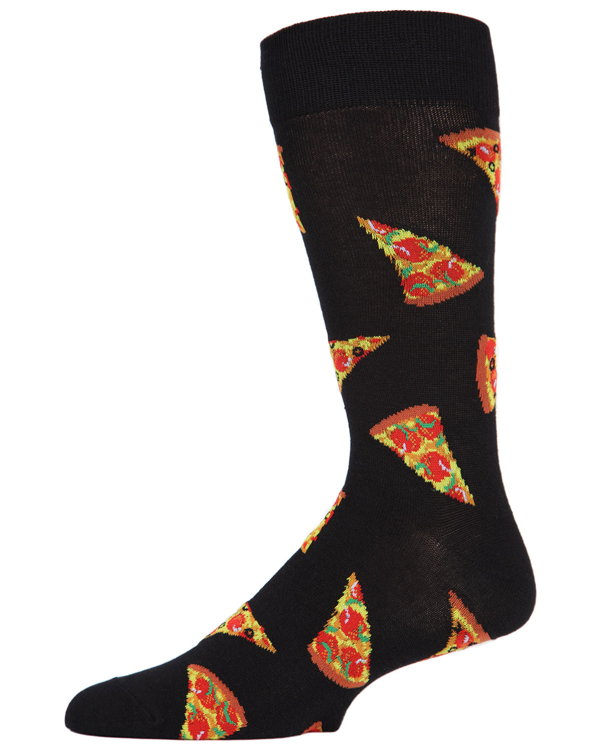 Men's 2 Pair Pack Novelty Pizza Time Crew Socks : Color: Black