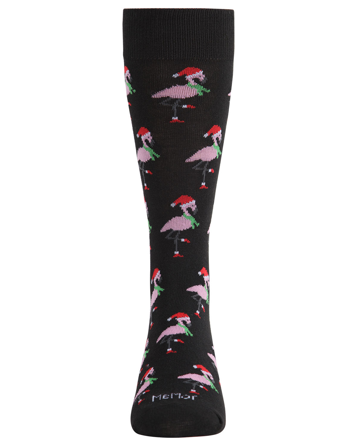 Men's Christmas Festive Flamingo Bamboo Blend Crew Socks : Color: Medium Gray Heather