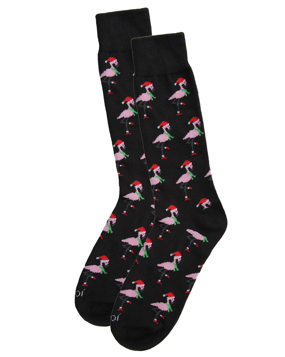 Men's Christmas Festive Flamingo Bamboo Blend Crew Socks : Color: Medium Gray Heather