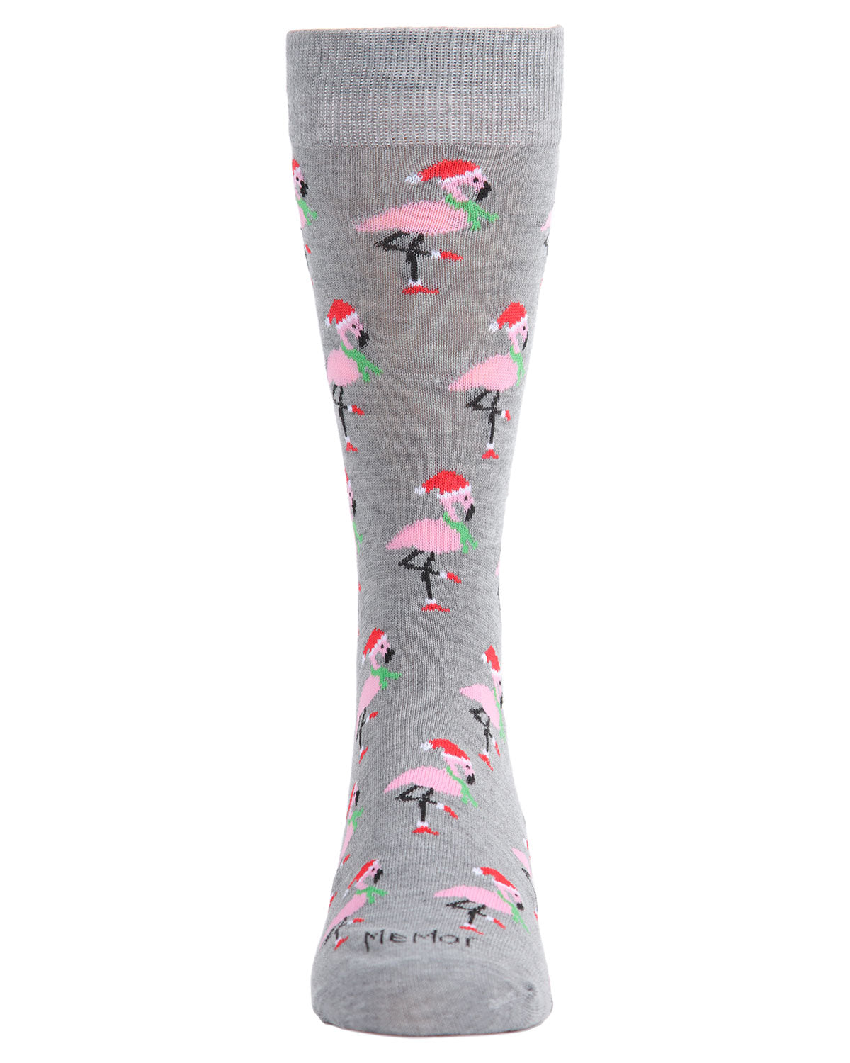 Men's Christmas Festive Flamingo Bamboo Blend Crew Socks : Color: Medium Gray Heather