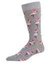 Men's Christmas Festive Flamingo Bamboo Blend Crew Socks : Color: Medium Gray Heather