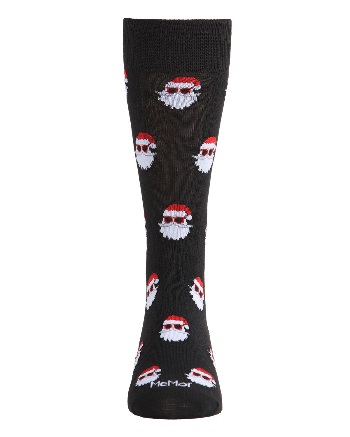 Men's Festive Funny Santa Shades Novelty Crew Socks : Color: Black