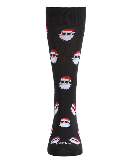 Men's Festive Funny Santa Shades Novelty Crew Socks : Color: Black
