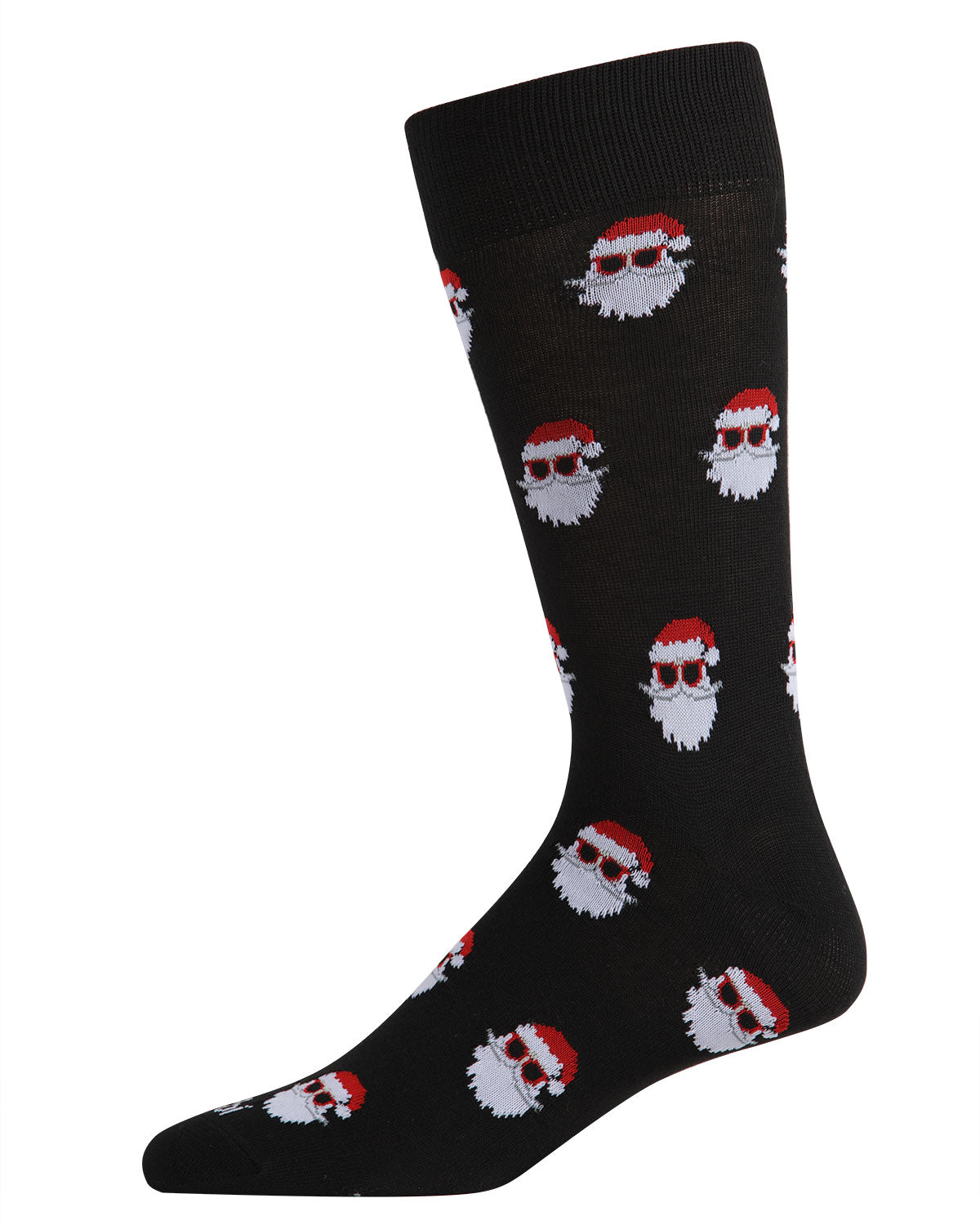 Men's Festive Funny Santa Shades Novelty Crew Socks : Color: Black