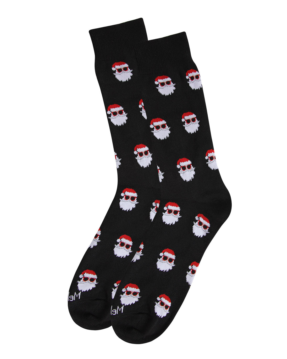Men's Festive Funny Santa Shades Novelty Crew Socks : Color: Black
