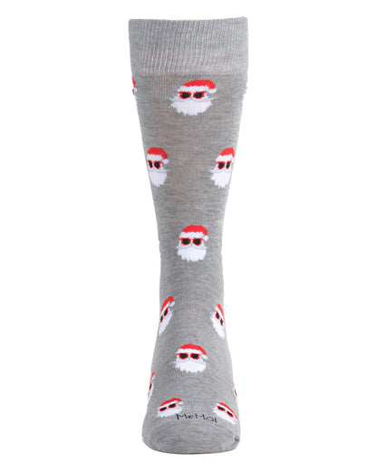 Men's Festive Funny Santa Shades Novelty Crew Socks : Color: Black