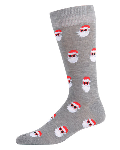 Men's Festive Funny Santa Shades Novelty Crew Socks : Color: Medium Gray Heather