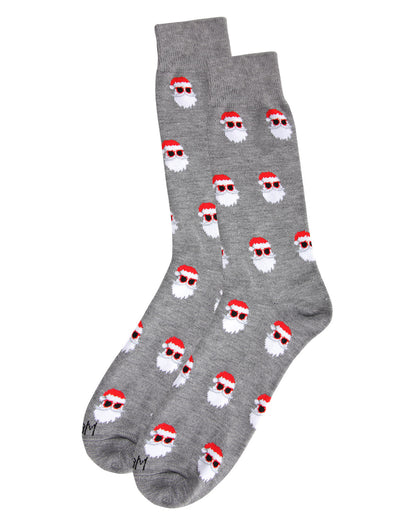 Men's Festive Funny Santa Shades Novelty Crew Socks : Color: Black