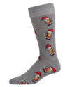 Men's Festive Santa Hat Beer Mug Novelty Crew Socks : Color: Medium Gray Heather