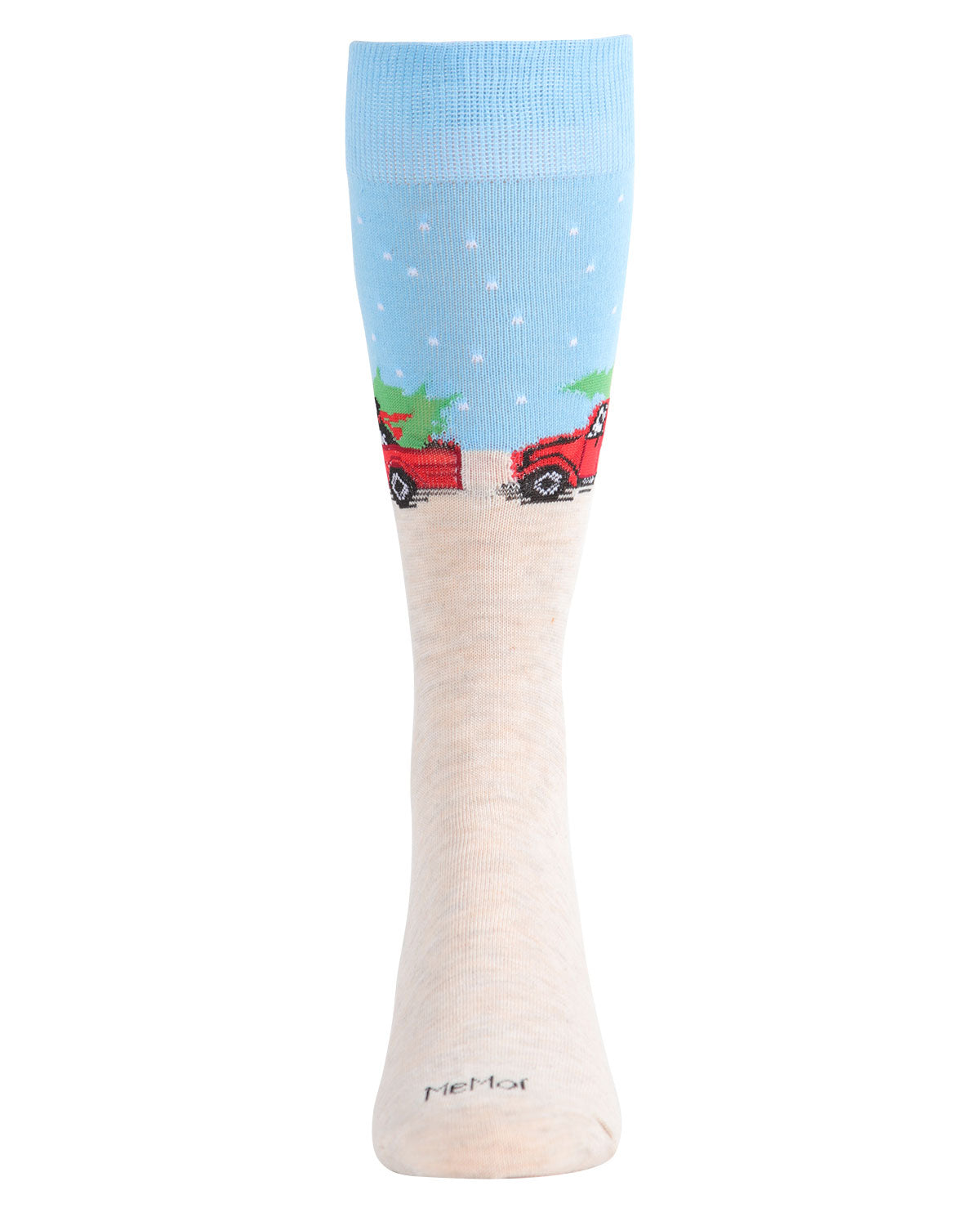Men's Festive Puppy Pickup Truck Novelty Crew Socks : Color: Tan