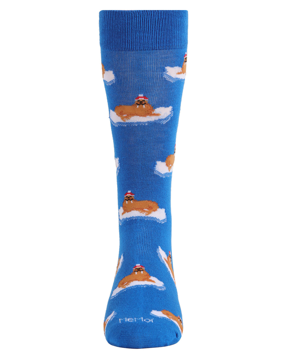 Men's Festive Walrus Novelty Crew Socks : Color: Blue