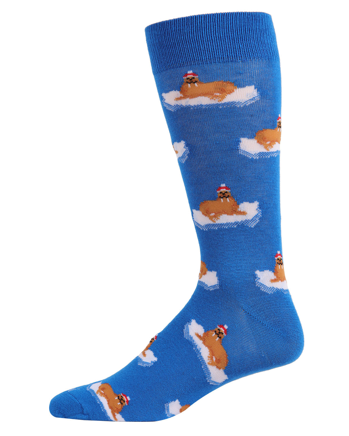 Men's Festive Walrus Novelty Crew Socks : Color: Blue