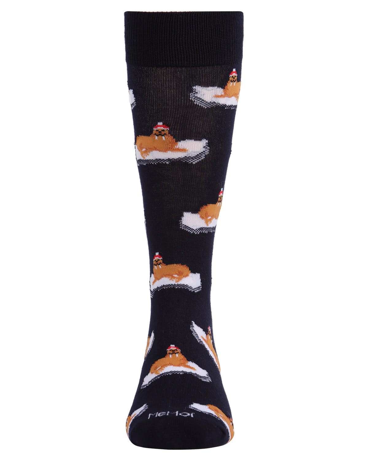 Men's Festive Walrus Novelty Crew Socks : Color: Navy