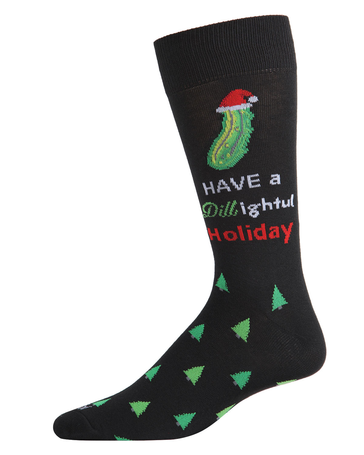 Men's Dill-ightful Holiday Pickle Novelty Crew Socks : Color: Black