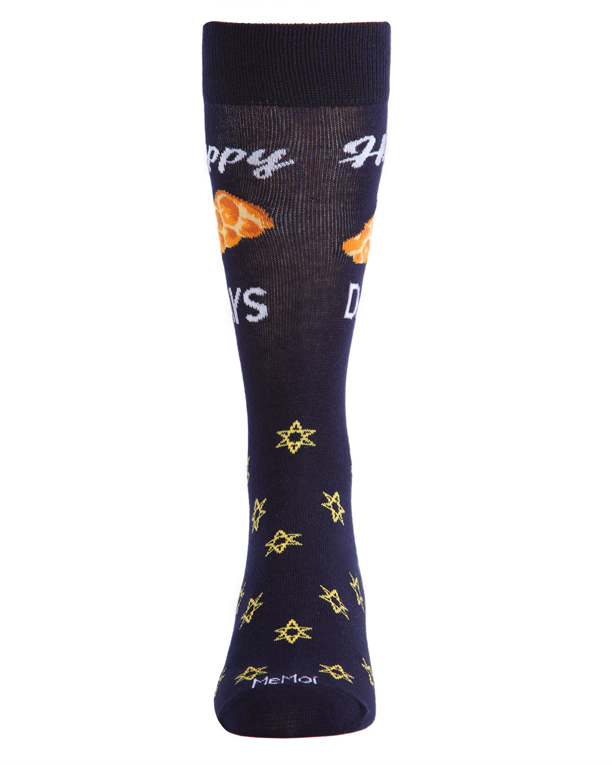 Men's Funny Pun Happy Challah-Days Novelty Crew Socks : Color: Navy