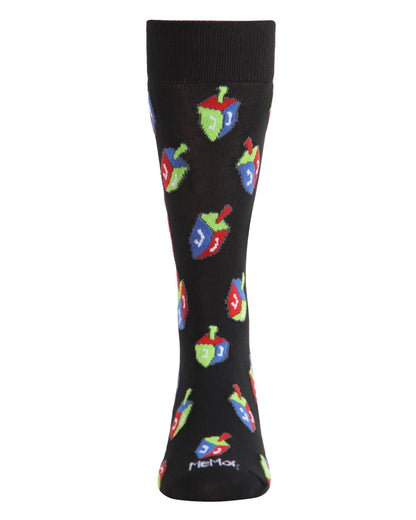 Men's Colorful Hanukkah Dreidel Novelty Crew Socks : Color: Medium Gray Heather