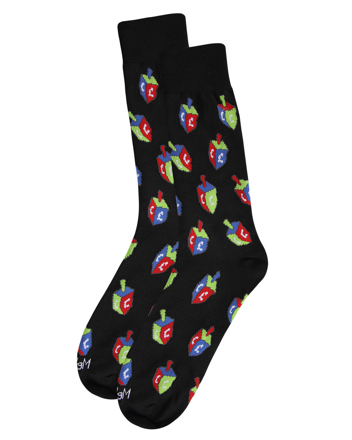 Men's Colorful Hanukkah Dreidel Novelty Crew Socks : Color: Medium Gray Heather