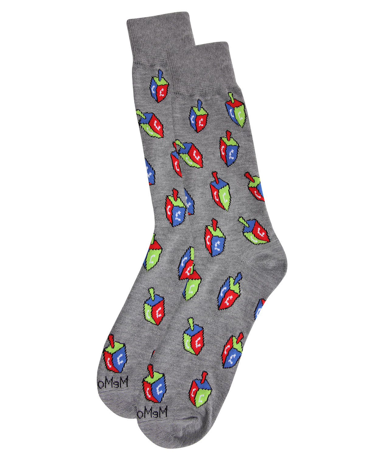 Men's Colorful Hanukkah Dreidel Novelty Crew Socks : Color: Medium Gray Heather