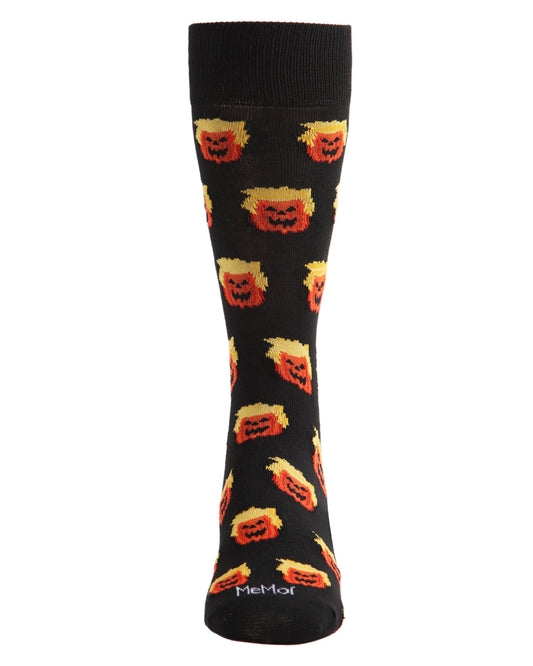 Men's Number 45 Trumpkin Halloween Novelty Crew Sock : Color: Black