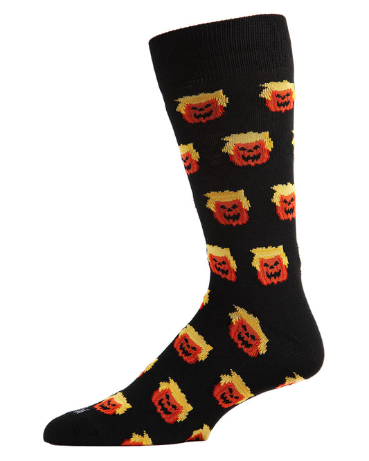 Men's Number 45 Trumpkin Halloween Novelty Crew Sock : Color: Black