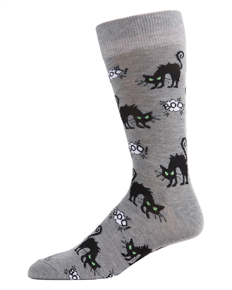 MeMoi Scary Cat Men's Crew Socks