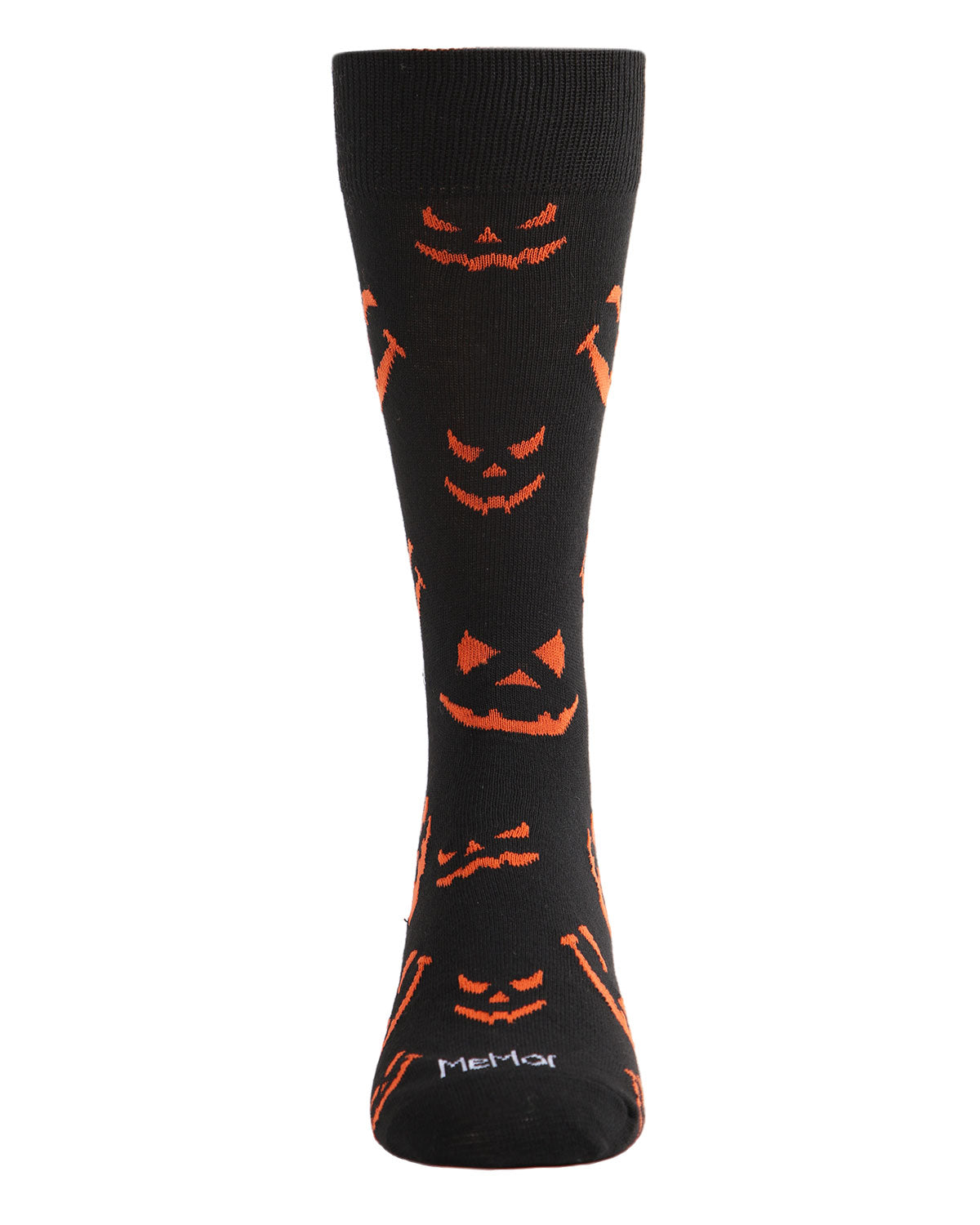 Men's Festive Halloween "Pumpkin Faces" Novelty Crew Sock : Color: Black