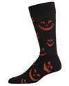 Men's Festive Halloween "Pumpkin Faces" Novelty Crew Sock : Color: Black