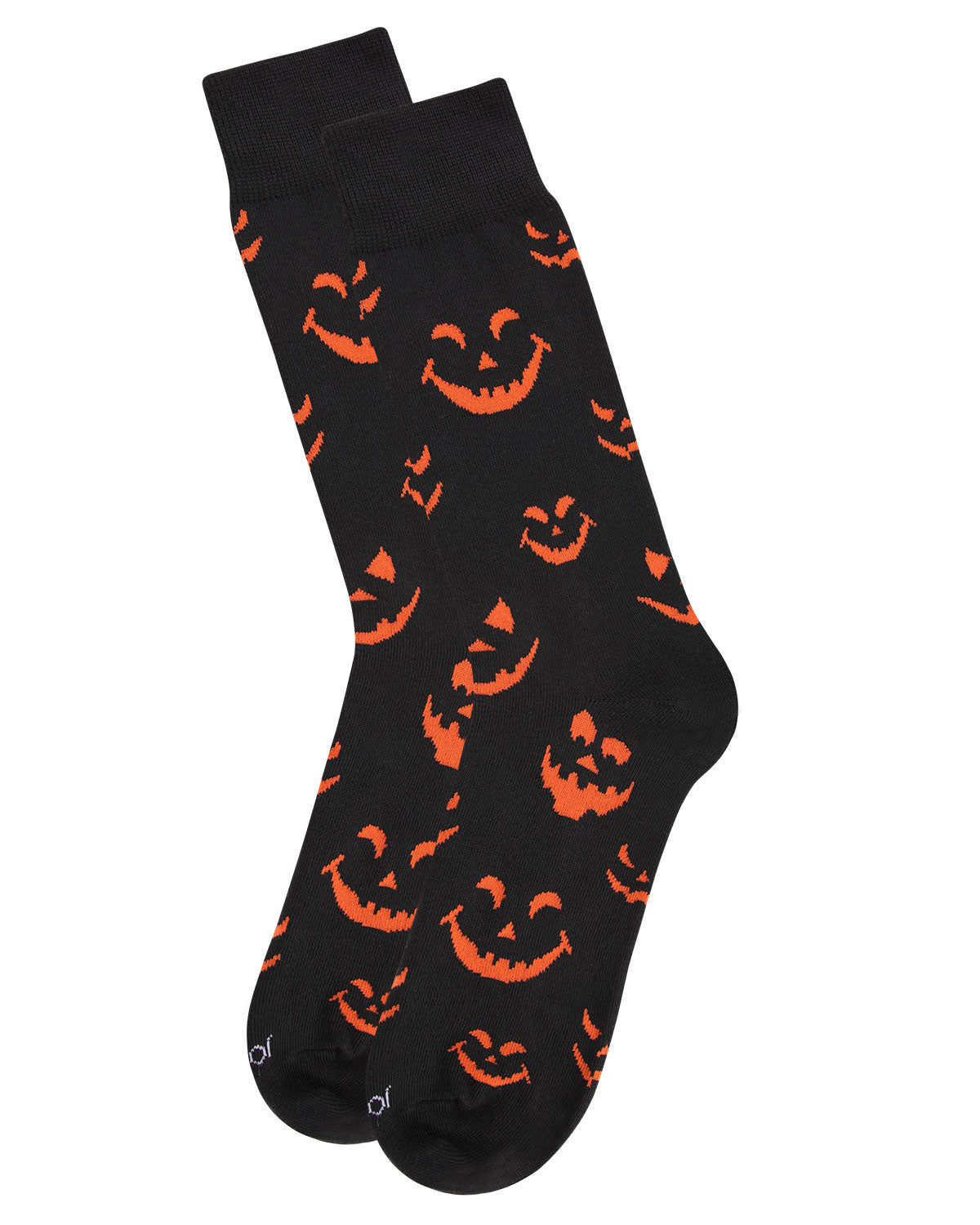 Men's Festive Halloween "Pumpkin Faces" Novelty Crew Sock : Color: Black