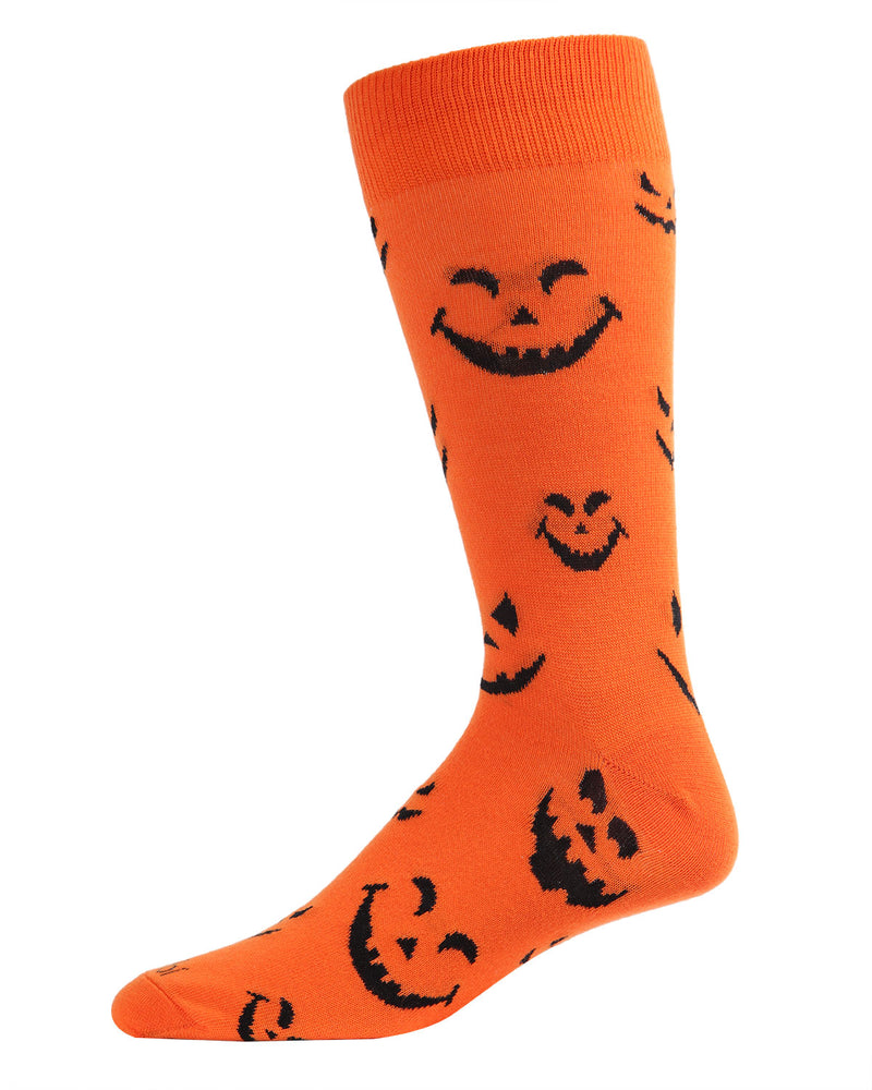 MeMoi Pumpkin Faces Men's Crew Socks