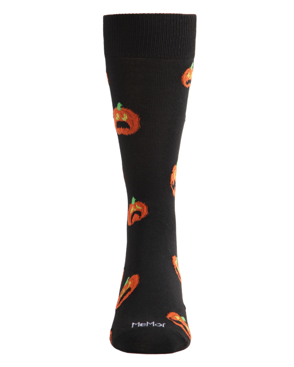 Men's Funny Mustache Jack O' Lantern Novelty Crew Sock : Color: Black
