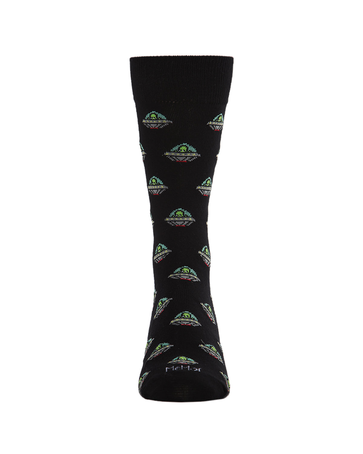 Men's Alien Invasion Bamboo Blend Novelty Crew Sock : Color: Black
