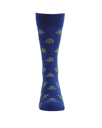Men's Alien Invasion Bamboo Blend Novelty Crew Sock : Color: Black