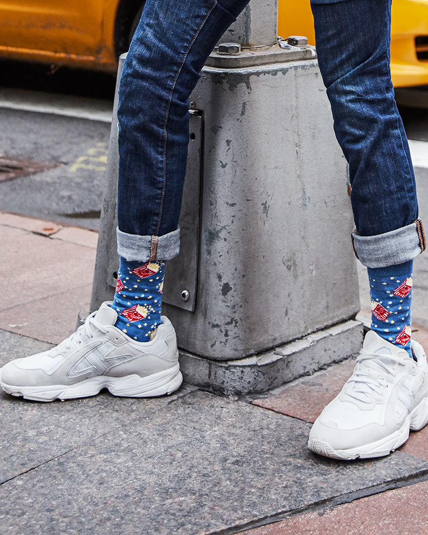 Men's Pass The Popcorn Bamboo Blend Novelty Crew Sock : Color: Black