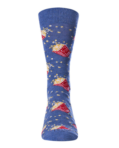 Men's Pass The Popcorn Bamboo Blend Novelty Crew Sock : Color: Black