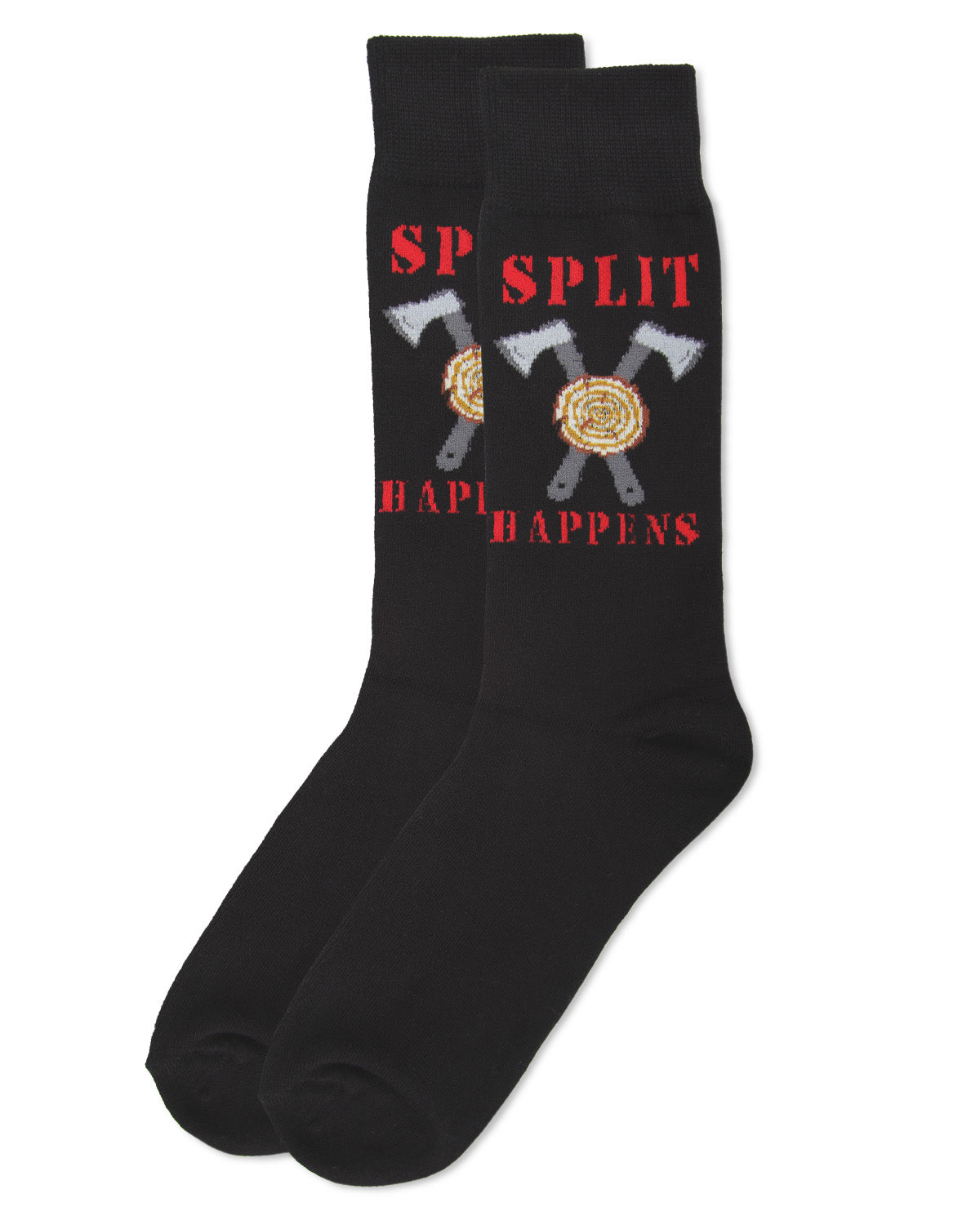 Men's Split Happens Bamboo Blend Novelty Crew Sock : Color: Black