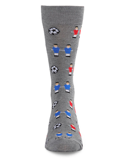 Men's Fun Foosball Bamboo Blend Novelty Crew Sock : Color: Medium Gray Heather