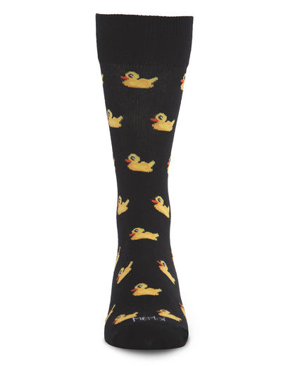 Men's "Rubber Duck" Rayon from Bamboo Blend Novelty Crew Sock : Color: Black