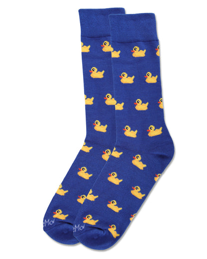 Men's "Rubber Duck" Rayon from Bamboo Blend Novelty Crew Sock : Color: Royal Blue