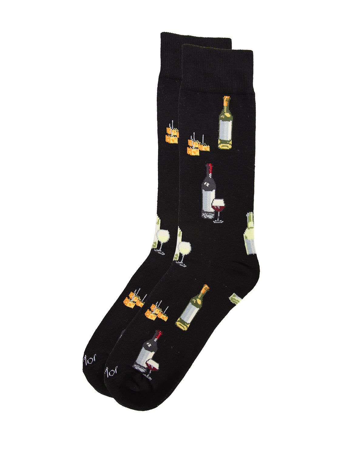 Men's Wine and Cheese Bamboo Blend Novelty Crew Sock : Color: Asphalt Marled