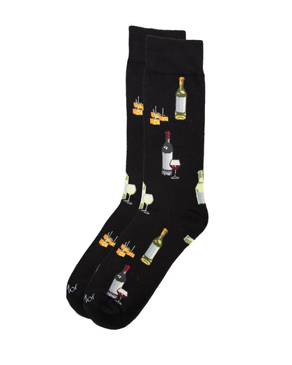Men's Wine and Cheese Bamboo Blend Novelty Crew Sock : Color: Asphalt Marled